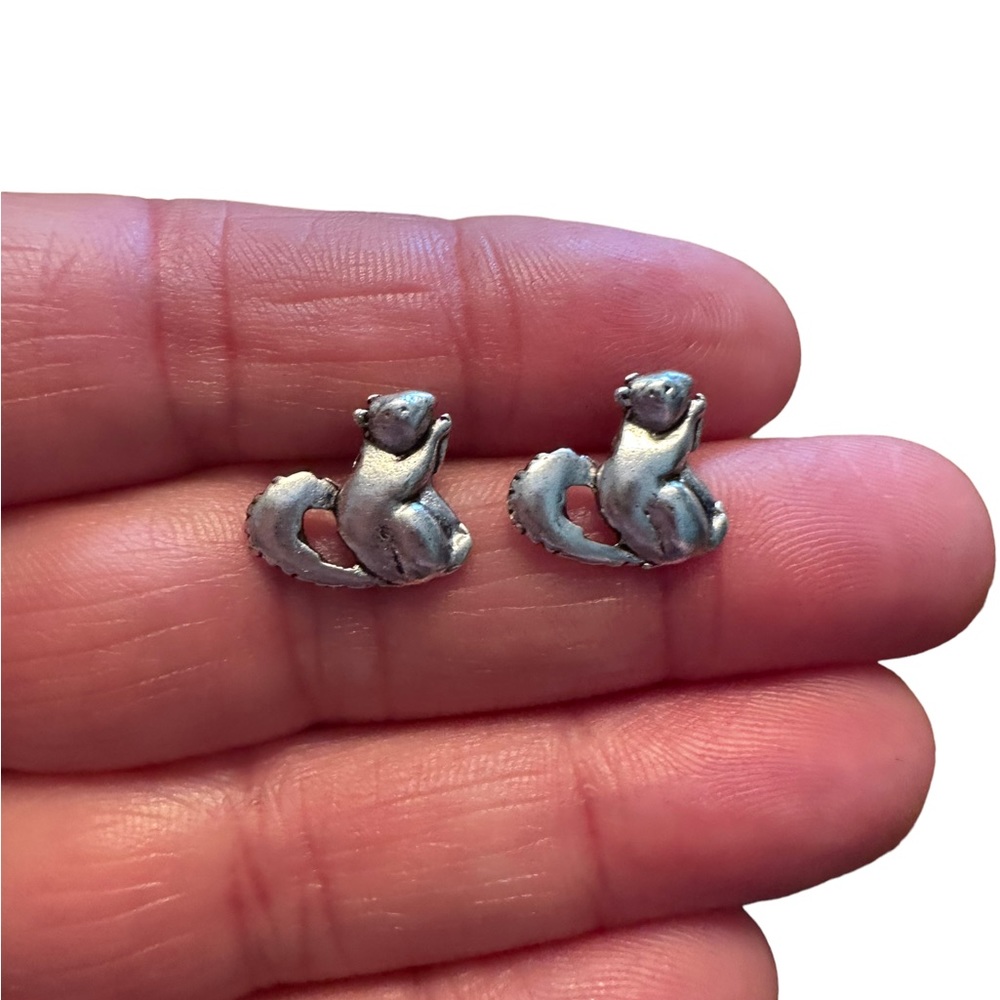 Silver Squirrel Stud Earrings